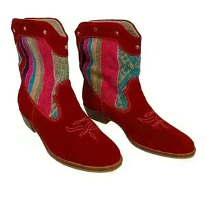 Chakana Roots Tribal Canvas Boho chic Hippie native Boots Women size 9